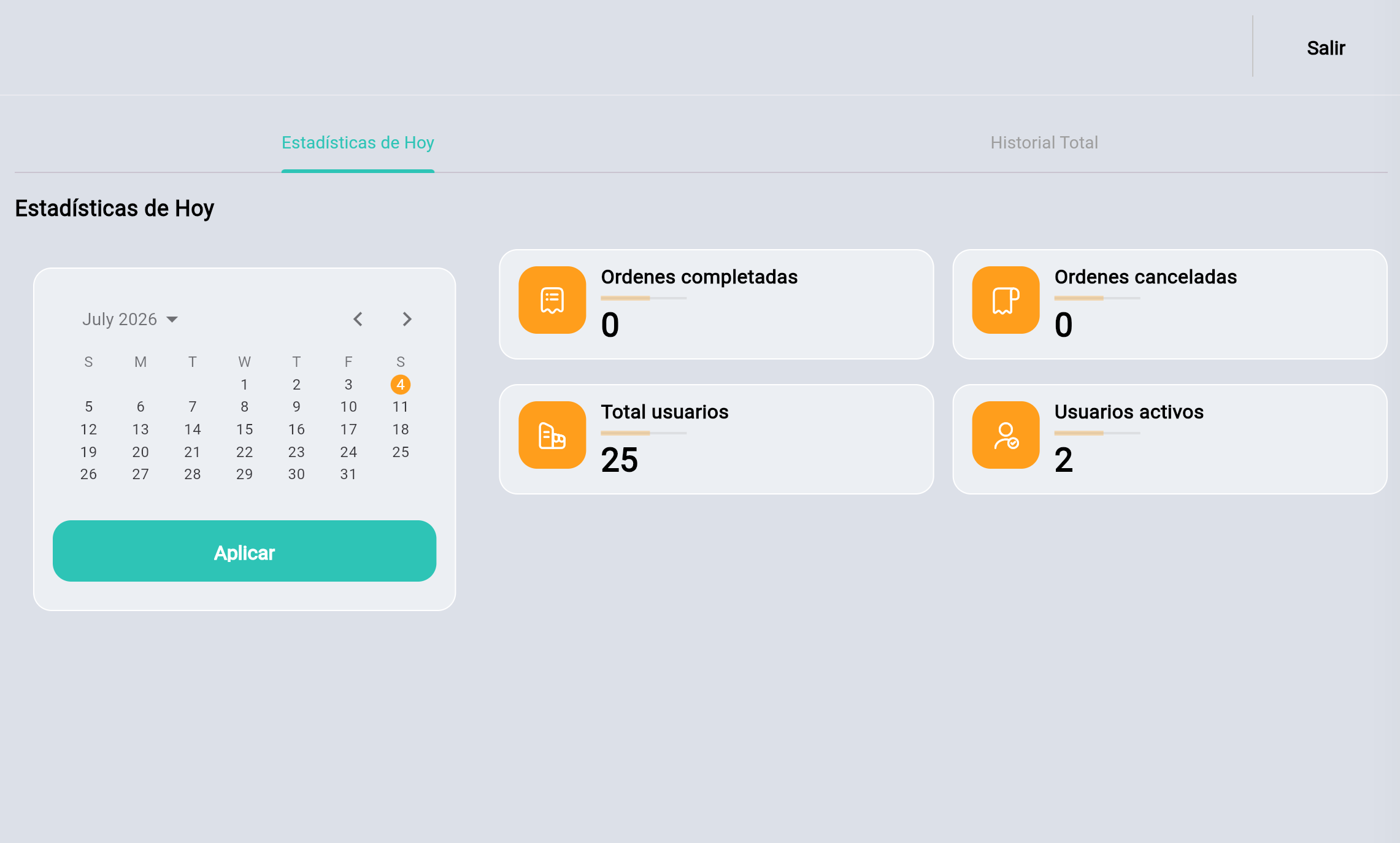 Panel de estadísticas de Cuiba