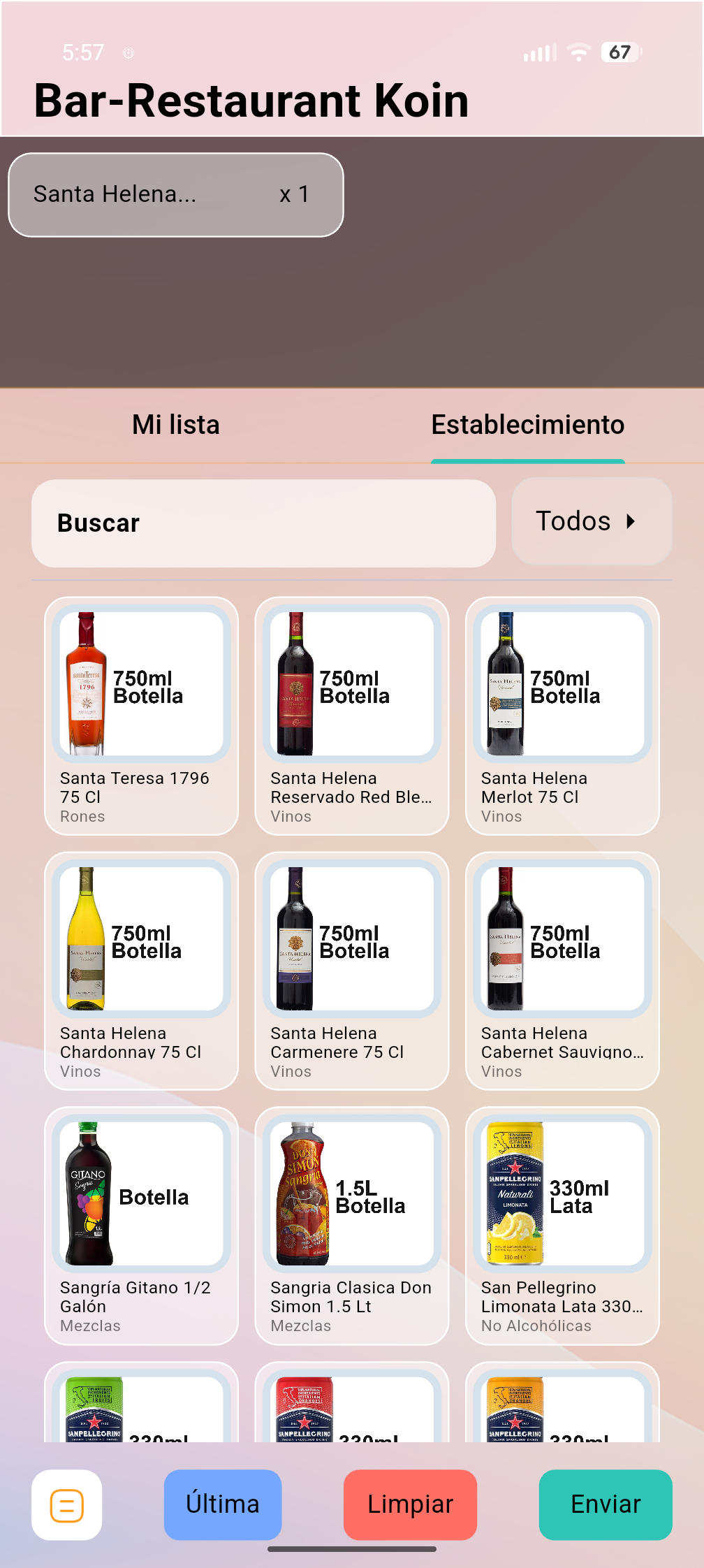 Catálogo de productos en la app de Cuiba